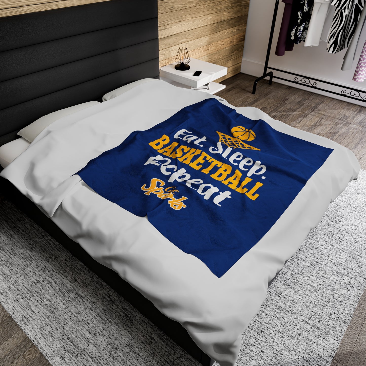 Eat, Sleep, Basketball, Repeat Velveteen Plush Blanket