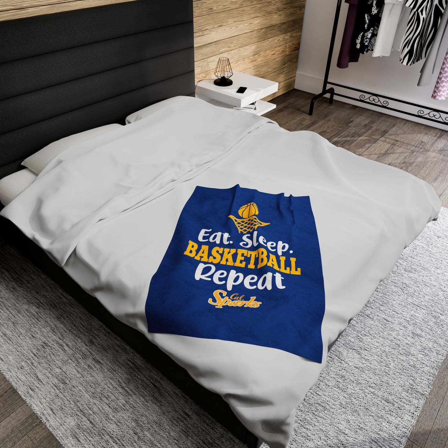 Eat, Sleep, Basketball, Repeat Velveteen Plush Blanket