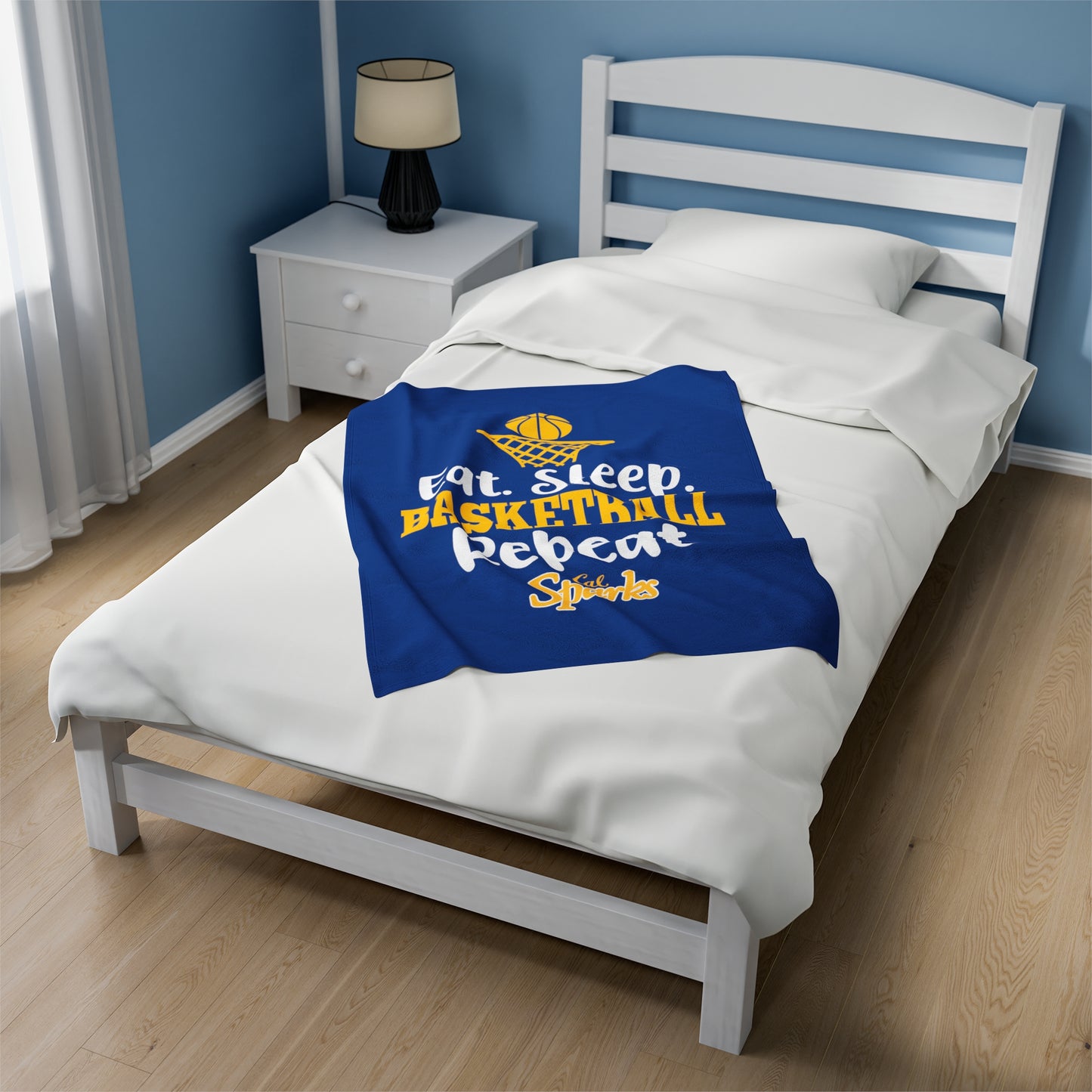 Eat, Sleep, Basketball, Repeat Velveteen Plush Blanket