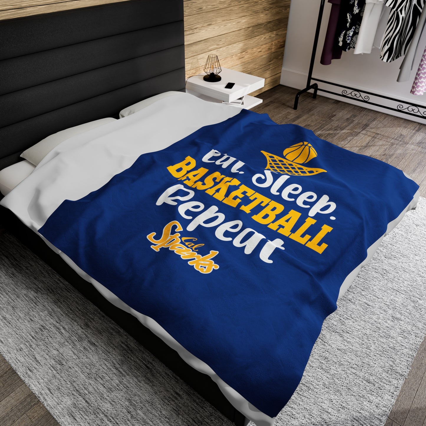 Eat, Sleep, Basketball, Repeat Velveteen Plush Blanket