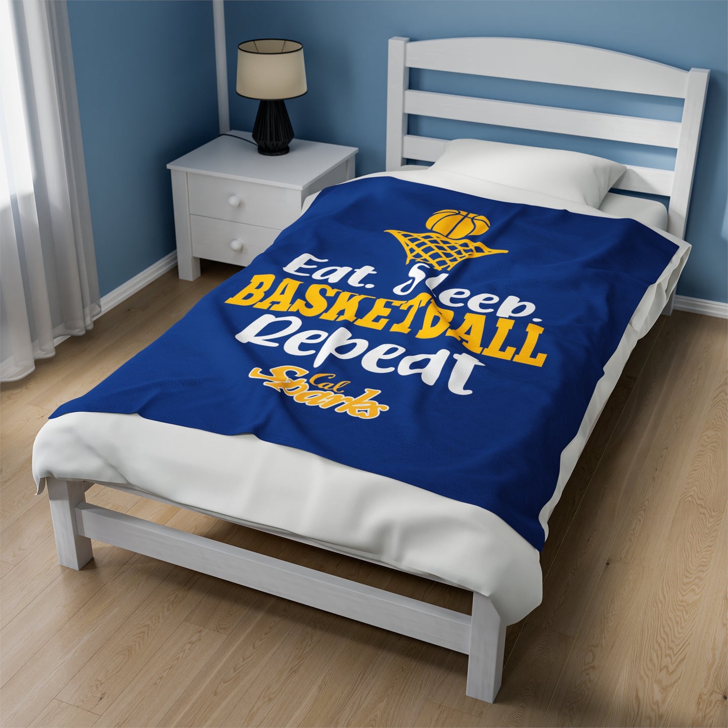 Eat, Sleep, Basketball, Repeat Velveteen Plush Blanket