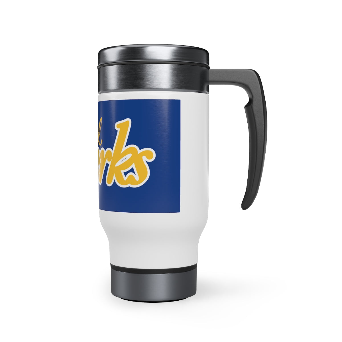 Blue Cal Sparks, Stainless Steel Travel Mug with Handle, 14oz